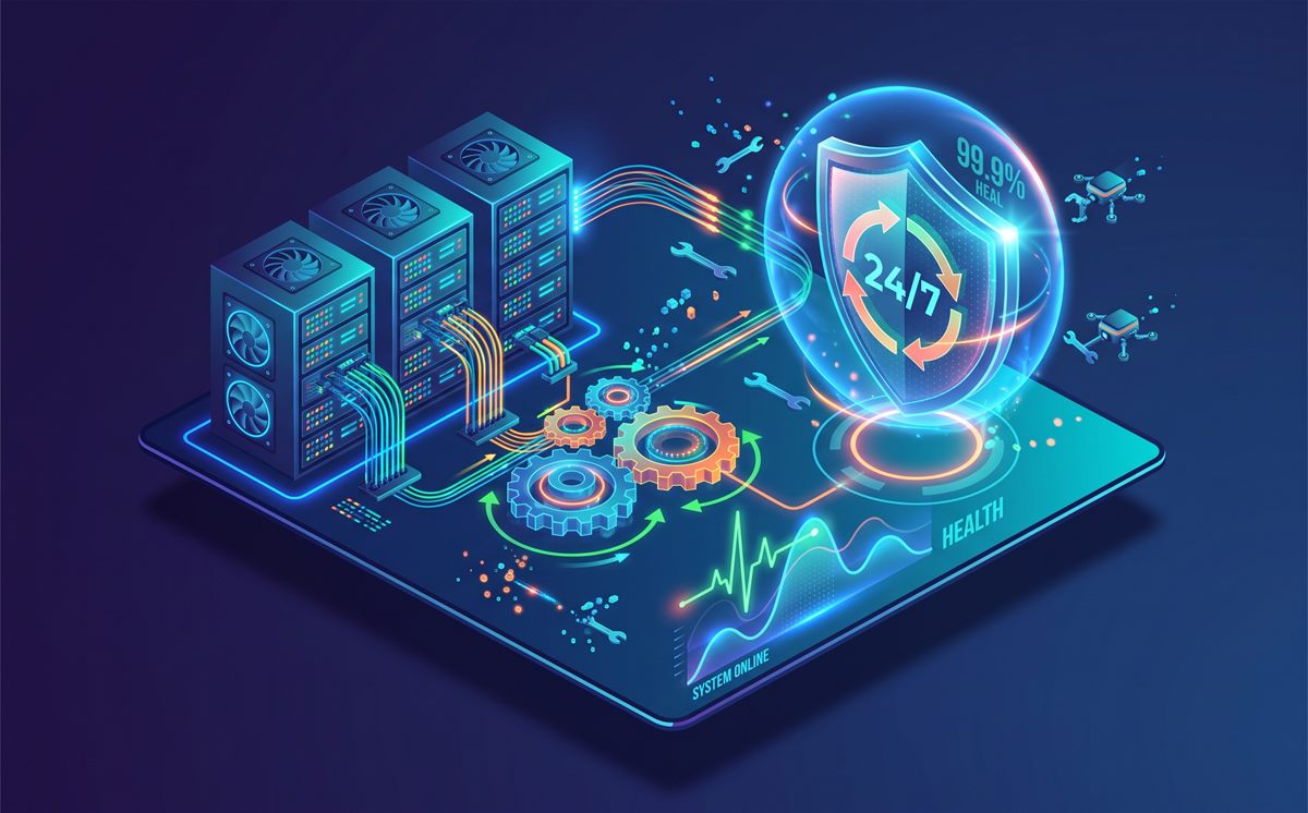 Backend services and 24/7 automation illustration